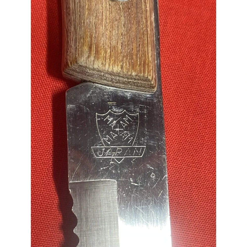 Vintage Maxam Steel Serrated Steak Knives Set of 4 Wood Handles Stainless